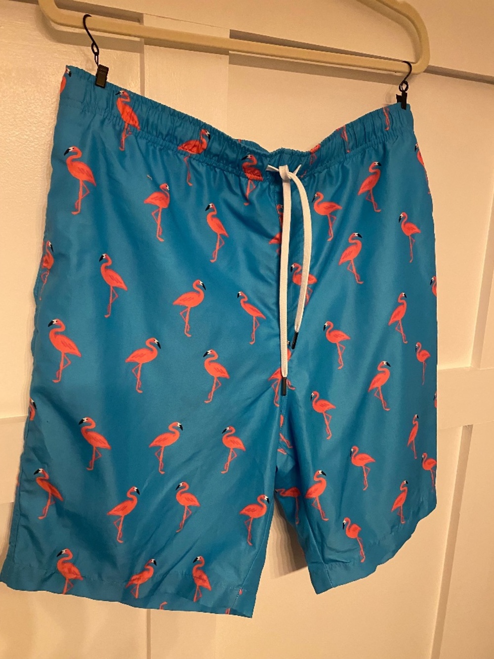 Brooklyn Cloth Men’s XL Blue Pink Flamingo Swim Trunks Board Shorts